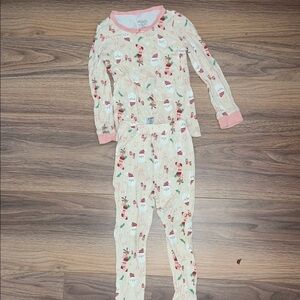 Holiday Time Kids Pajama Set - Cream and Pink
